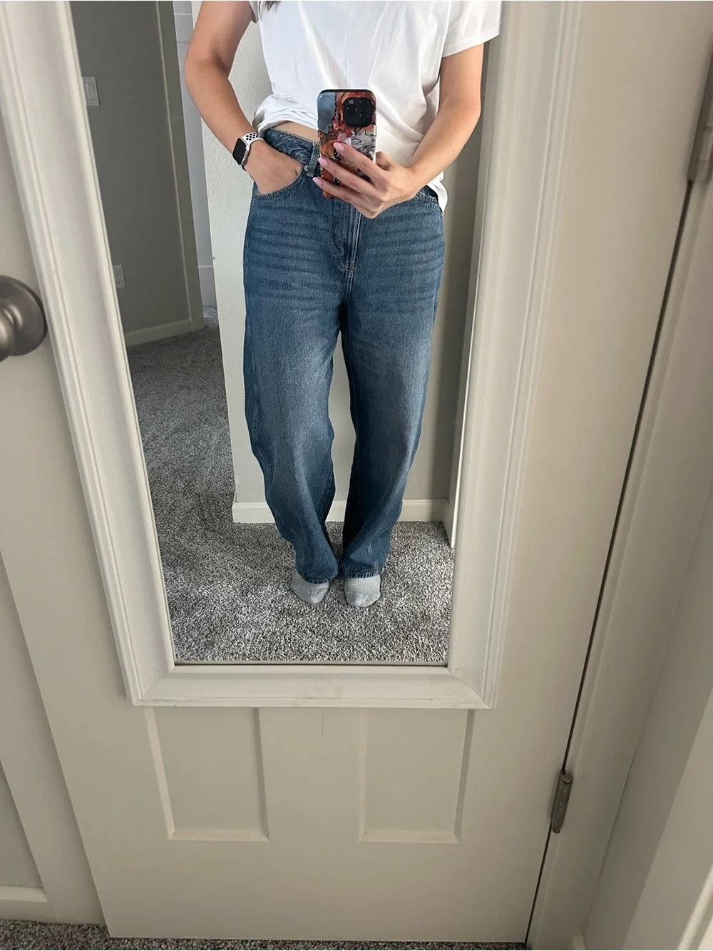 H&M Divided BARREL-LEG HIGH-WAIST JEANS